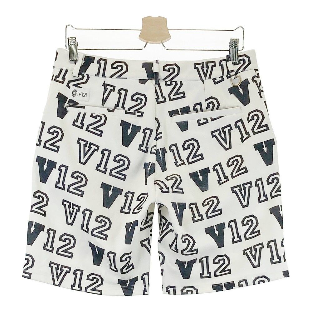 サイズ：M V12 ヴィトゥエルヴ ハーフパンツ ロゴ総柄 ホワイト