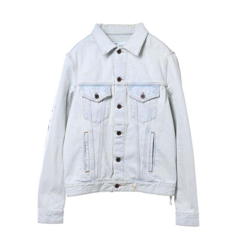 OFF-WHITE デニムジャケット ホワイトプリント OFF-WHITE コットン バックプリント デニムジャケット - メルカリ