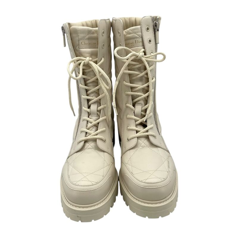 クリスチャン ディオール Christian Dior D-Leader カナージュキルティングブーツ MD0921 ホワイト レディース ブーツ