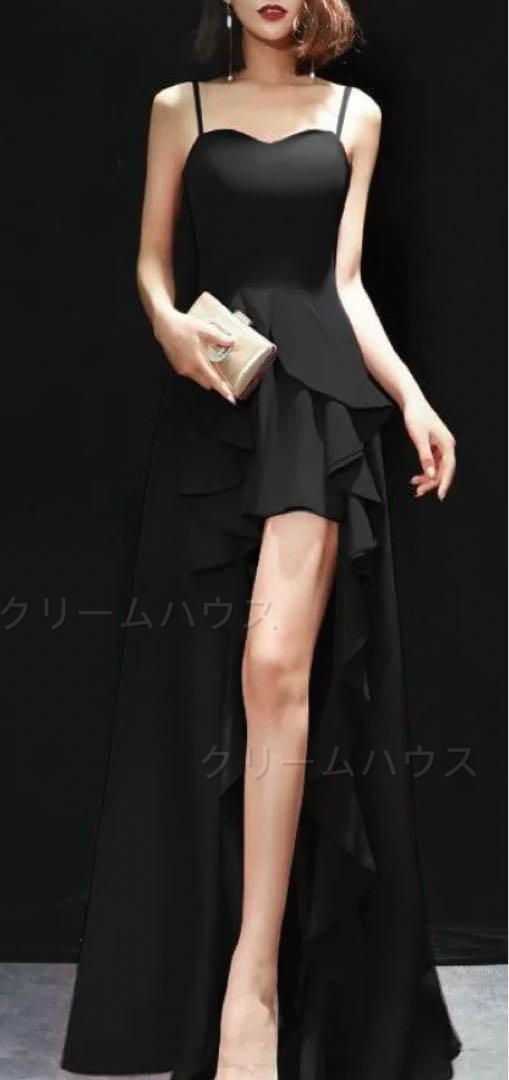  フリルの美しい イブニングドレス ノースリーブ ポロシャツ