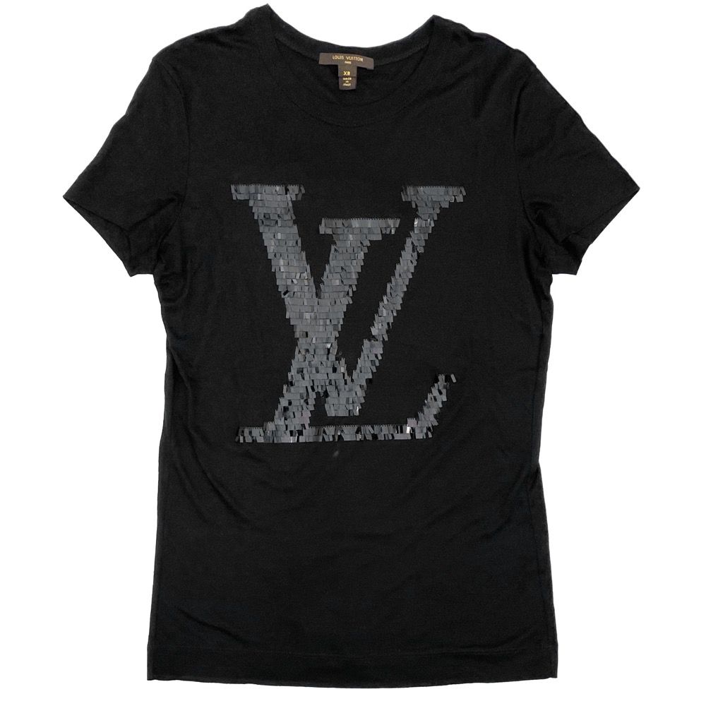 ルイヴィトン LOUIS VUITTON プリーテッド アパレル トップス 半袖Ｔシャツ コットン ブラック 美品