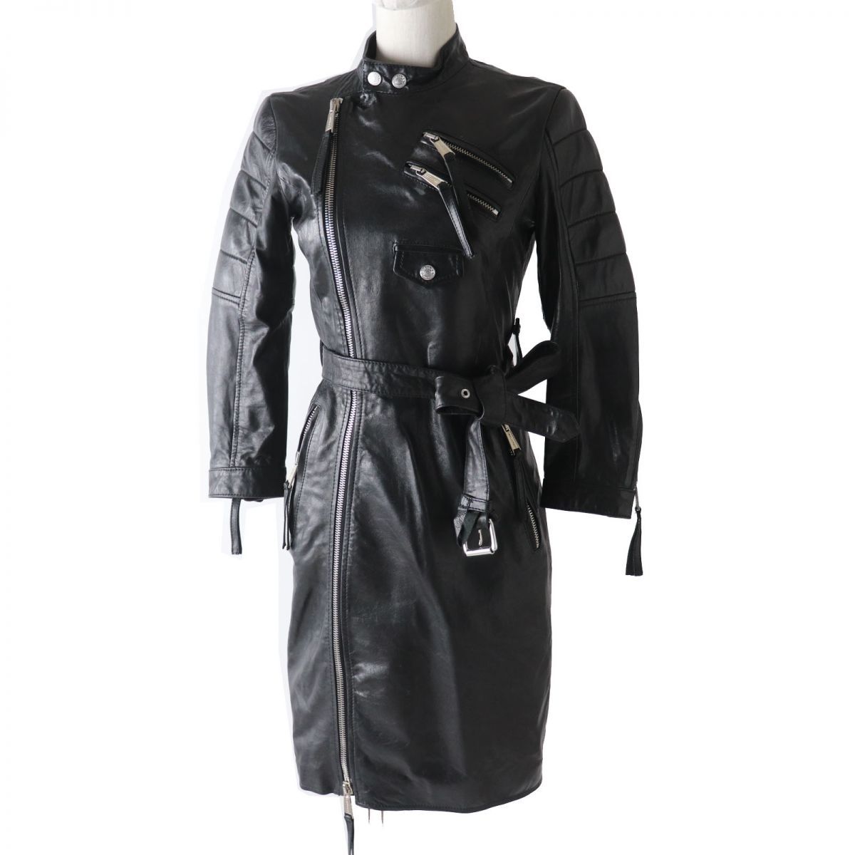 美品 DSQUARED 2 レザー トレンチコート 黒