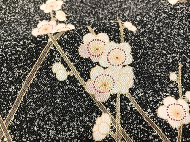 平和屋着物○訪問着 友禅 作家物 枝梅文 たたき染め 黒地 金彩 正絹