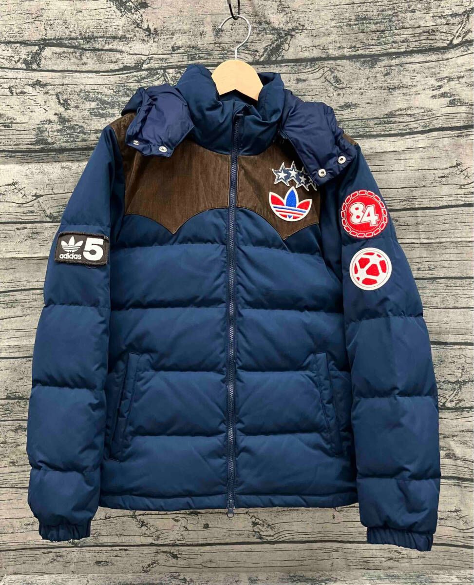 adidas Z13610 ダウンジャケット ネイビー ワッペン size:L