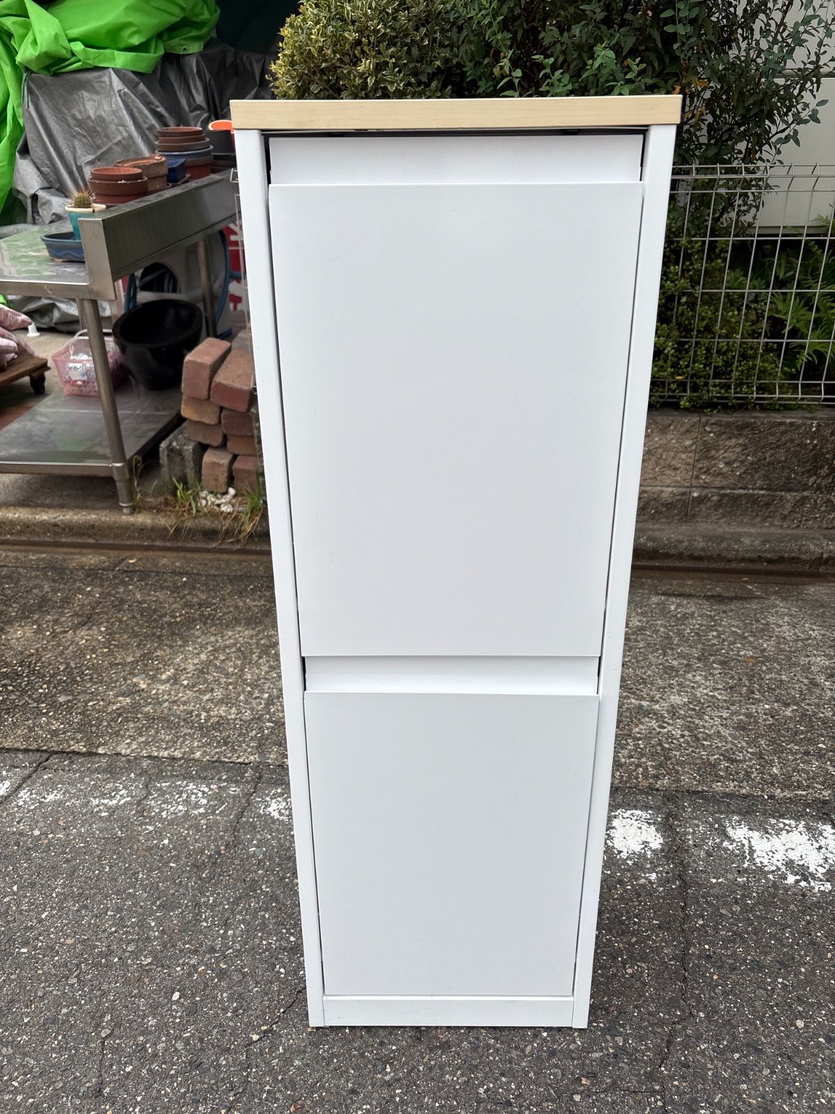 ダストボックス 2分別タイプ 隠せる収納 スリム縦型 ２段 薄型ゴミ箱 縦型ゴミ箱 ホワイト 白 スリムダストボックス デザイン家具 インテリア ゴミ箱容量18L NEXPOTALLINN_EU