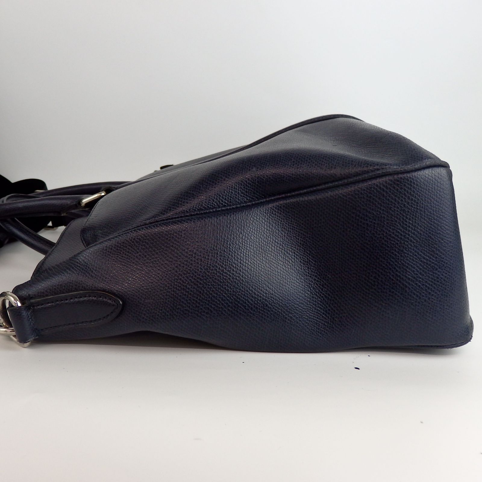 【美品】コーチ ボストンバッグ 2way ネイビー レザー ロゴ 大容量 COACH】コーチ ボストンバッグ 2way ネイビー レザー レディース