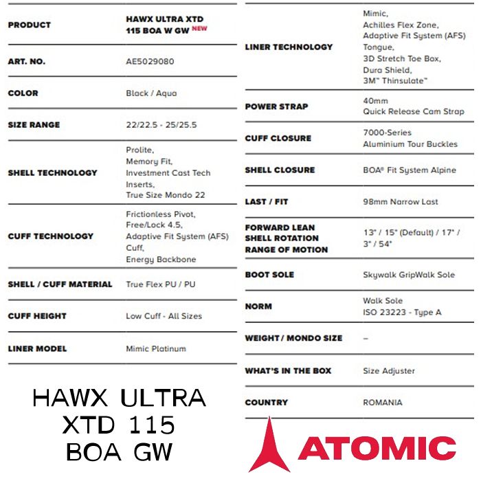 処分 25 25.5 cmのみ アトミック スキーブーツ レディース 23-24 ATOMIC ホークス ウルトラ ボア HAWX ULTRA XTD 115 BOA W GW 女性用 日本 旧モデル