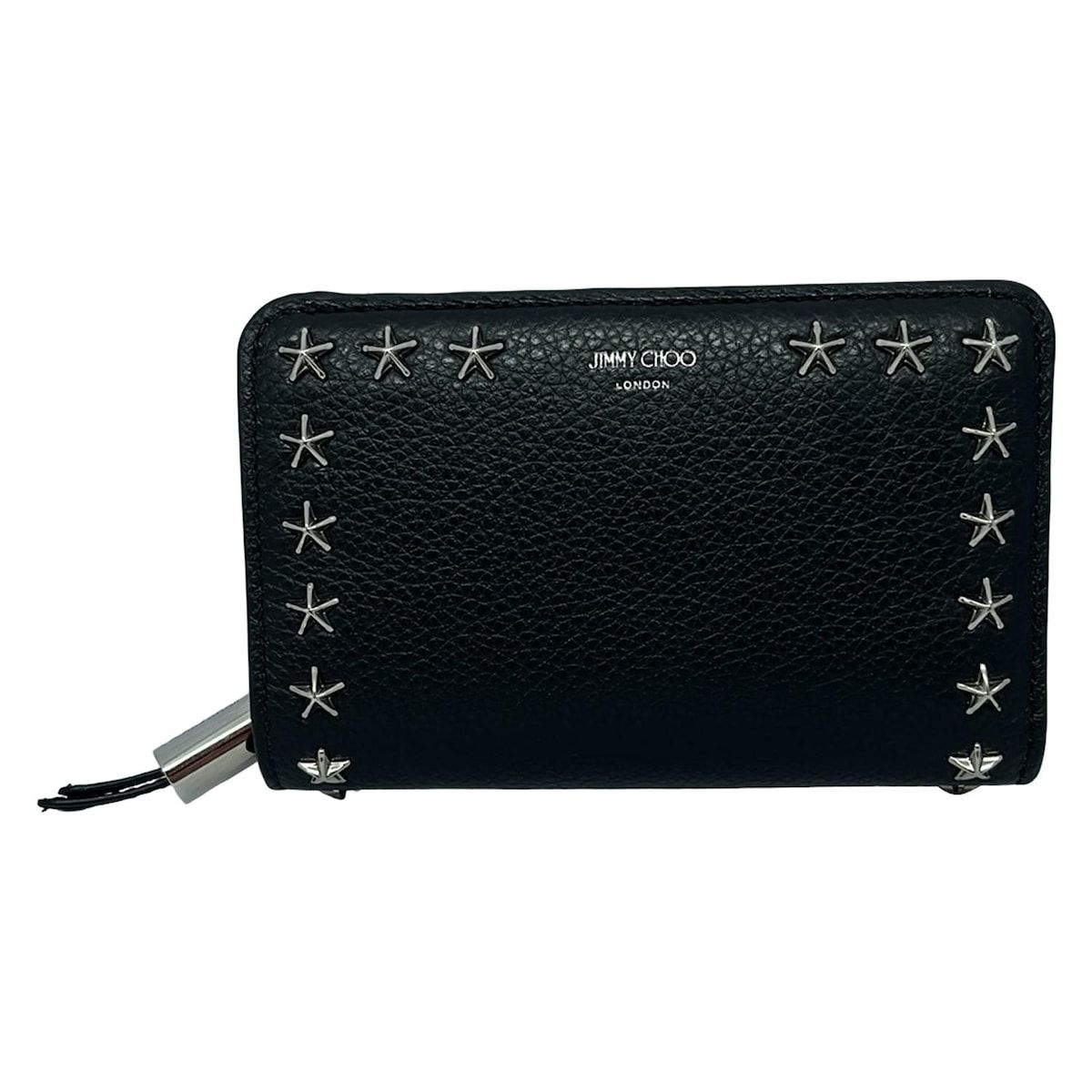 JIMMY CHOO ジミーチュウ 2つ折り財布 - 黒 スター スタッズ ラウンドファスナー レザー