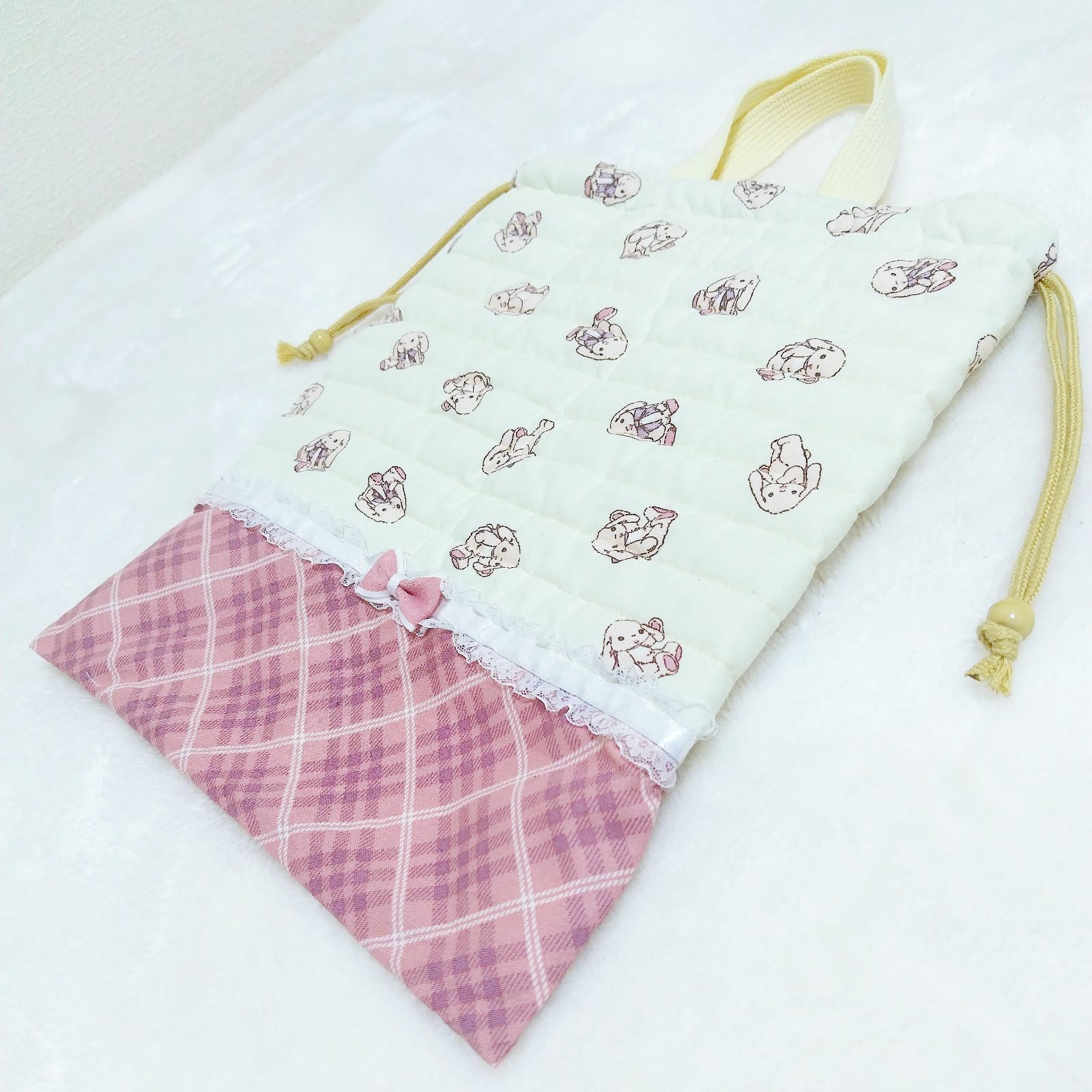 入園・入学準備】 うさぎラテ 3点セット レッスンバッグ／体操服袋