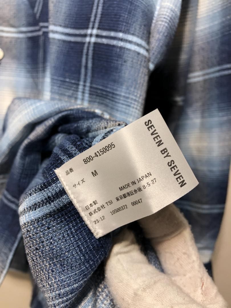 063092 SEVEN BY SEVEN OPEN COLLAR SHEER SHIRTS L S 長袖 レーヨン オープン チェック シャツ M Modal boucle check セブンバイセブン 800-4150095