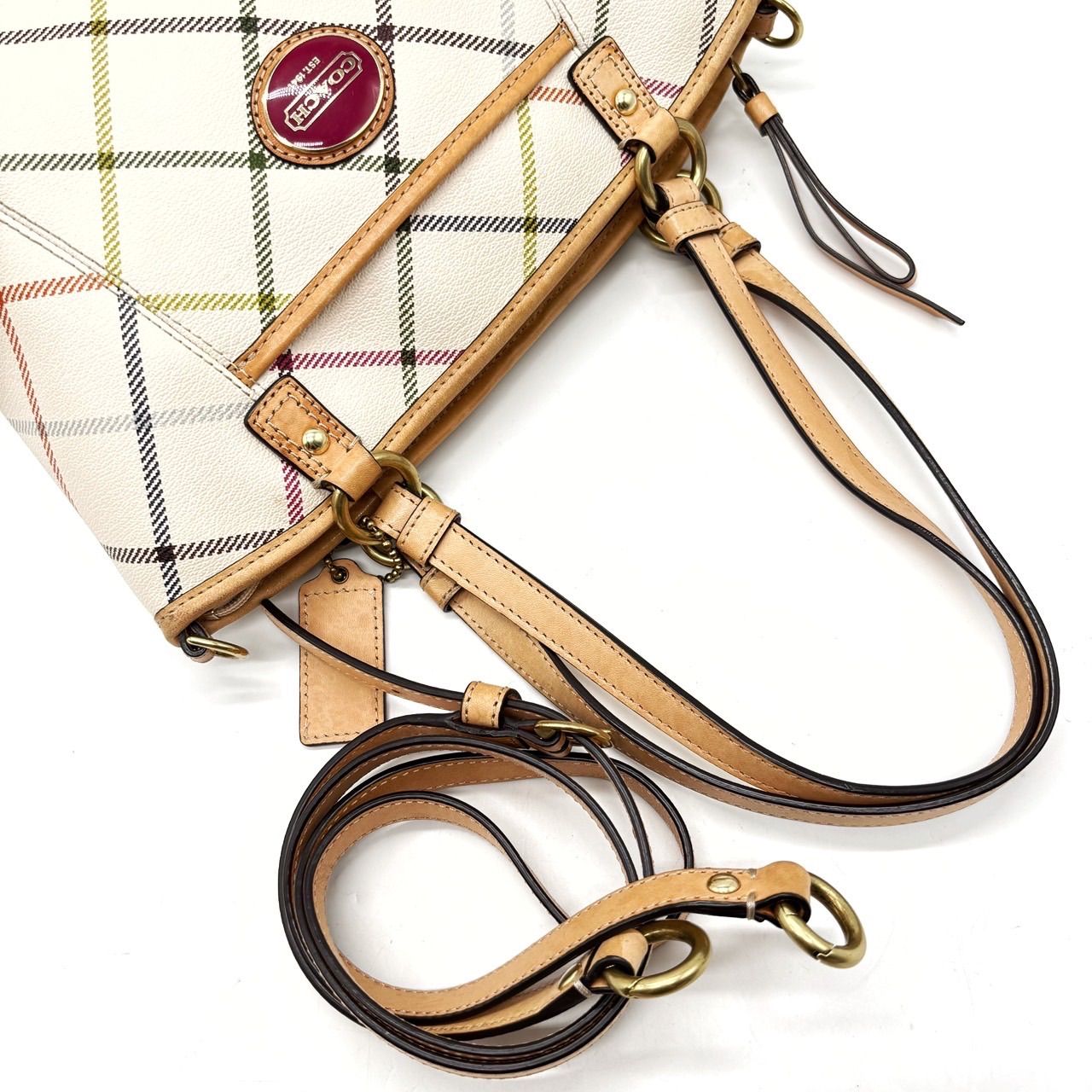 ✨良品✨ COACH コーチ トートバッグ ハンドバッグ バケツ型 チェック