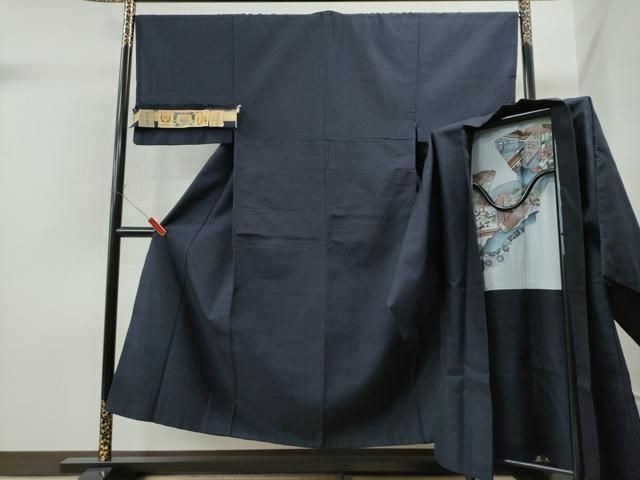 平和屋着物○男性 結城紬 アンサンブル 杢 証紙付き 正絹 逸品