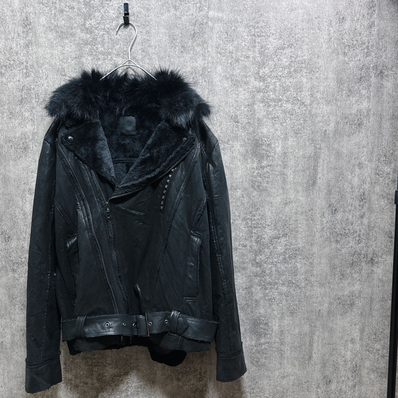 y2k】00s archive MIDAS vegan leather double riders jacket BK