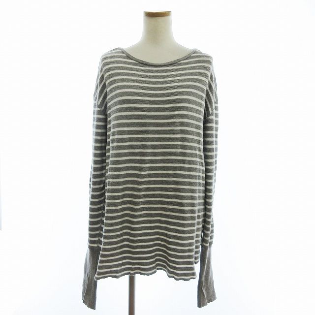 アパルトモン ドゥーズィエムクラス L Appartement DEUXIEME CLASSE GOOD GRIEF サーマルニット カットソー 長袖 コットン ボーダー グレー F
