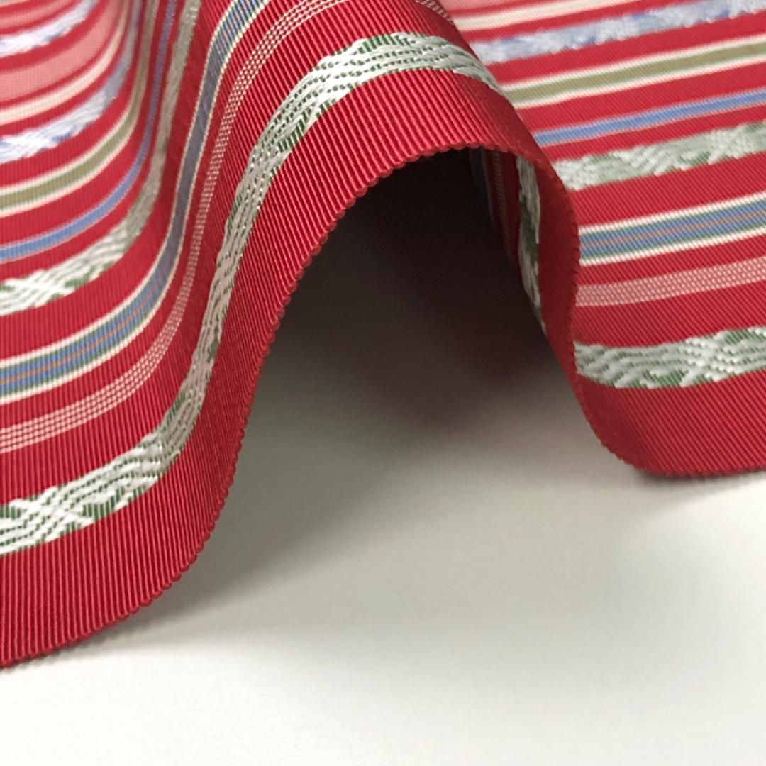 名古屋帯 本場筑前博多織 縦縞模様 真紅色 O-5111 - メルカリ 