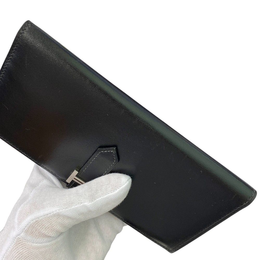 □美品□ エルメス ベアン デュプリ 三つ折り 長財布 ボックスカーフ