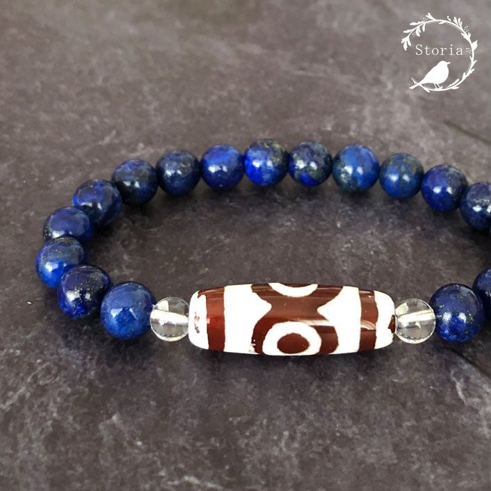 【事業の発展】三眼天珠×水晶×ラピスラズリ ブレスレット
