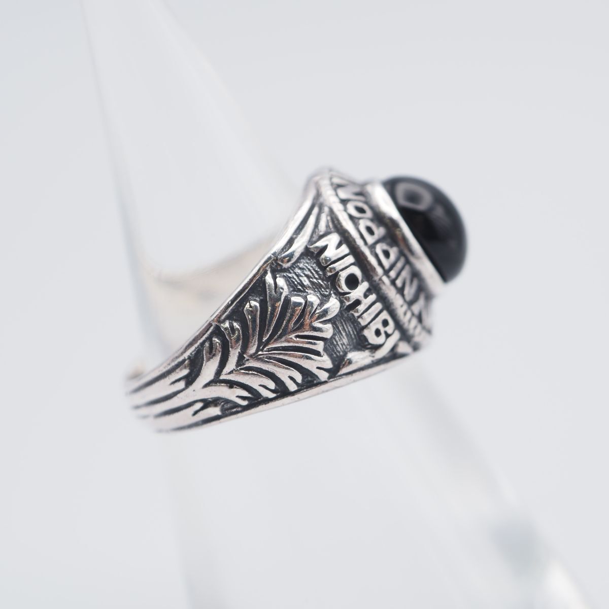 B593 オニキス SILVER刻印 カレッジリング デザイン シルバー