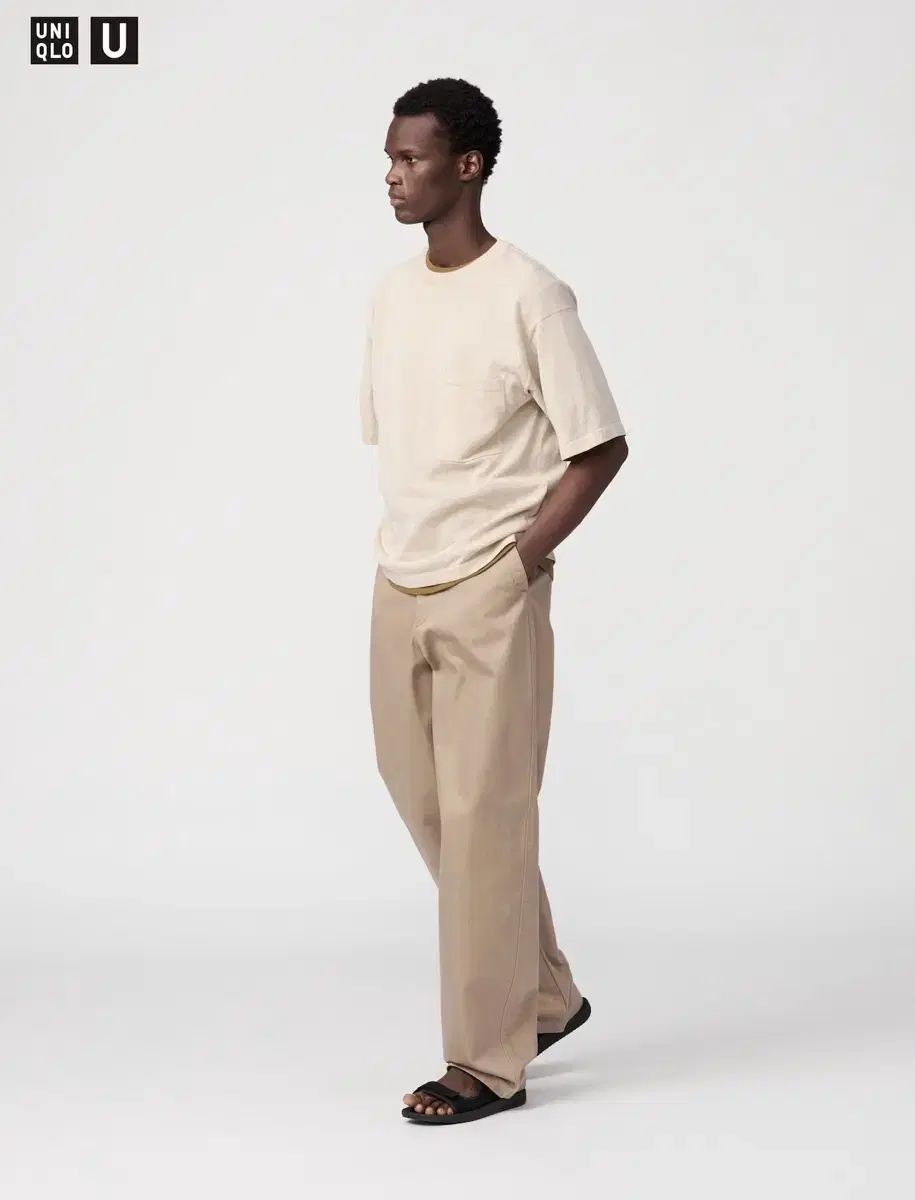 73 UNIQLO ユニクロ U ワイドフィット チノパンツ 神経領域 補修 35 茶色