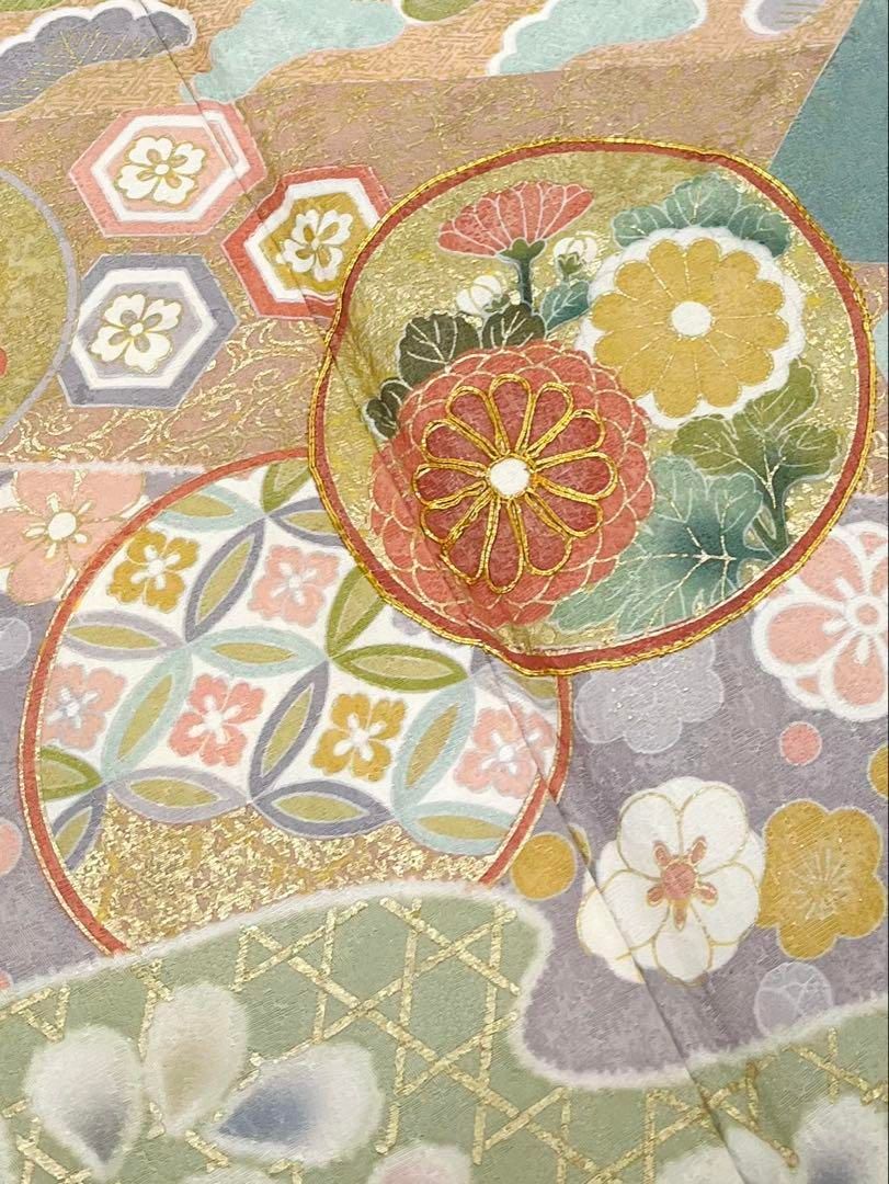 十日町友禅 訪問着 金駒 金彩 株式会社はぶき 紋意匠 正絹 X492 - メルカリ