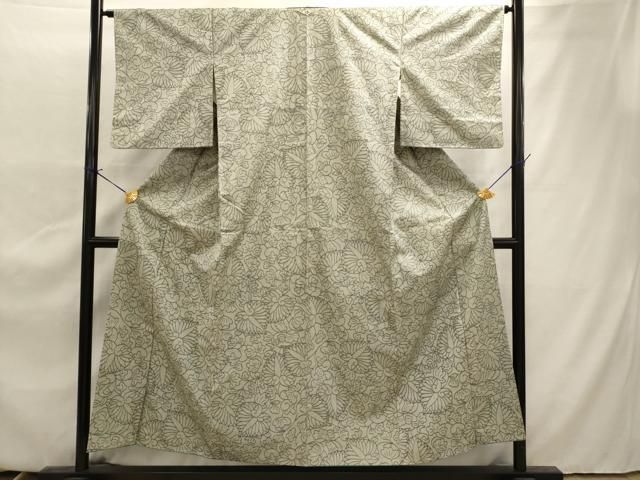 平和屋着物▽上質な紬 単衣 十字絣 正絹 逸品 AAAV2618fy