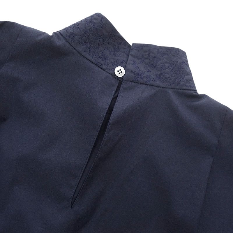 deres デレスblooming embroidery blouse ネイビー