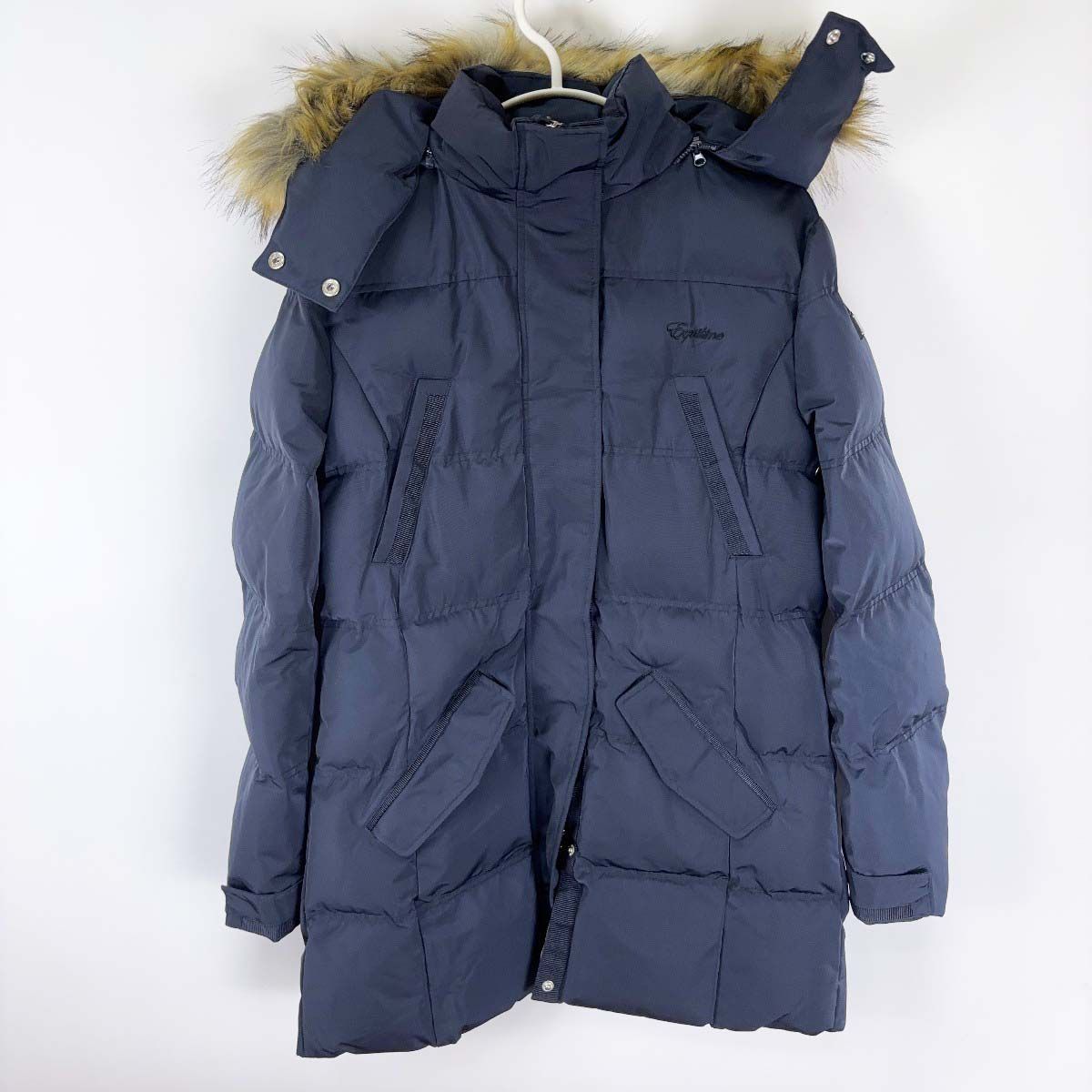 ♥ EQUILINE エクイライン Blanch 撥水加工 ジャケット フェイクファーフード S ネイビー Q10636 レディース 乗馬 馬術