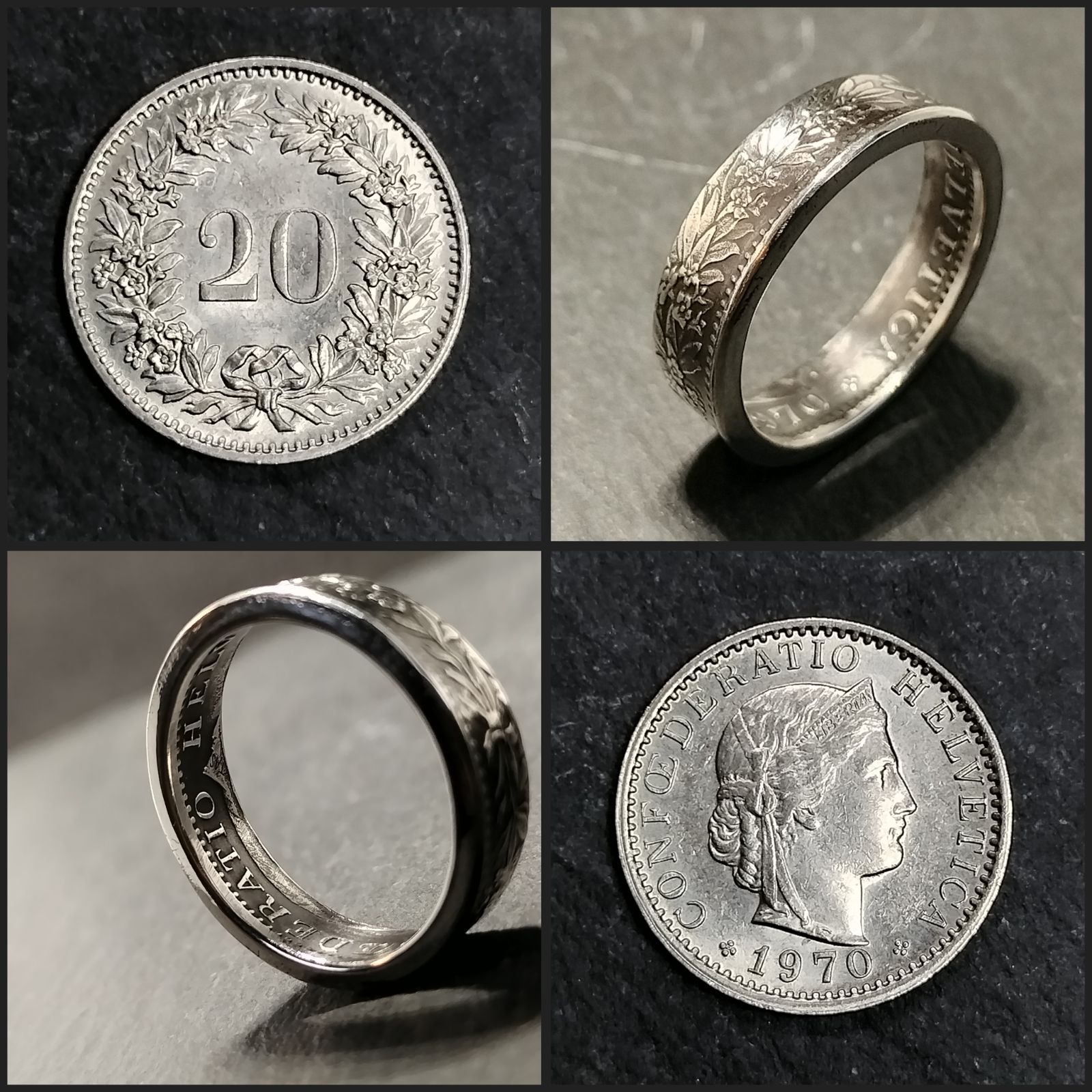 『オーダーメイドリング受付中』🇨🇭スイス連邦20ラッペン白銅貨 コインリング