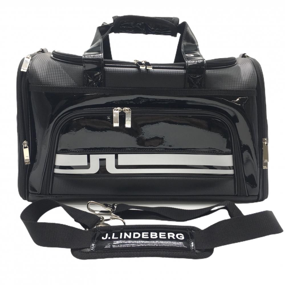 ジェイリンドバーグ ボストンバッグ 黒 エナメル調 シューズ収納可 ショルダーストラップゴルフ J．LINDEBERG