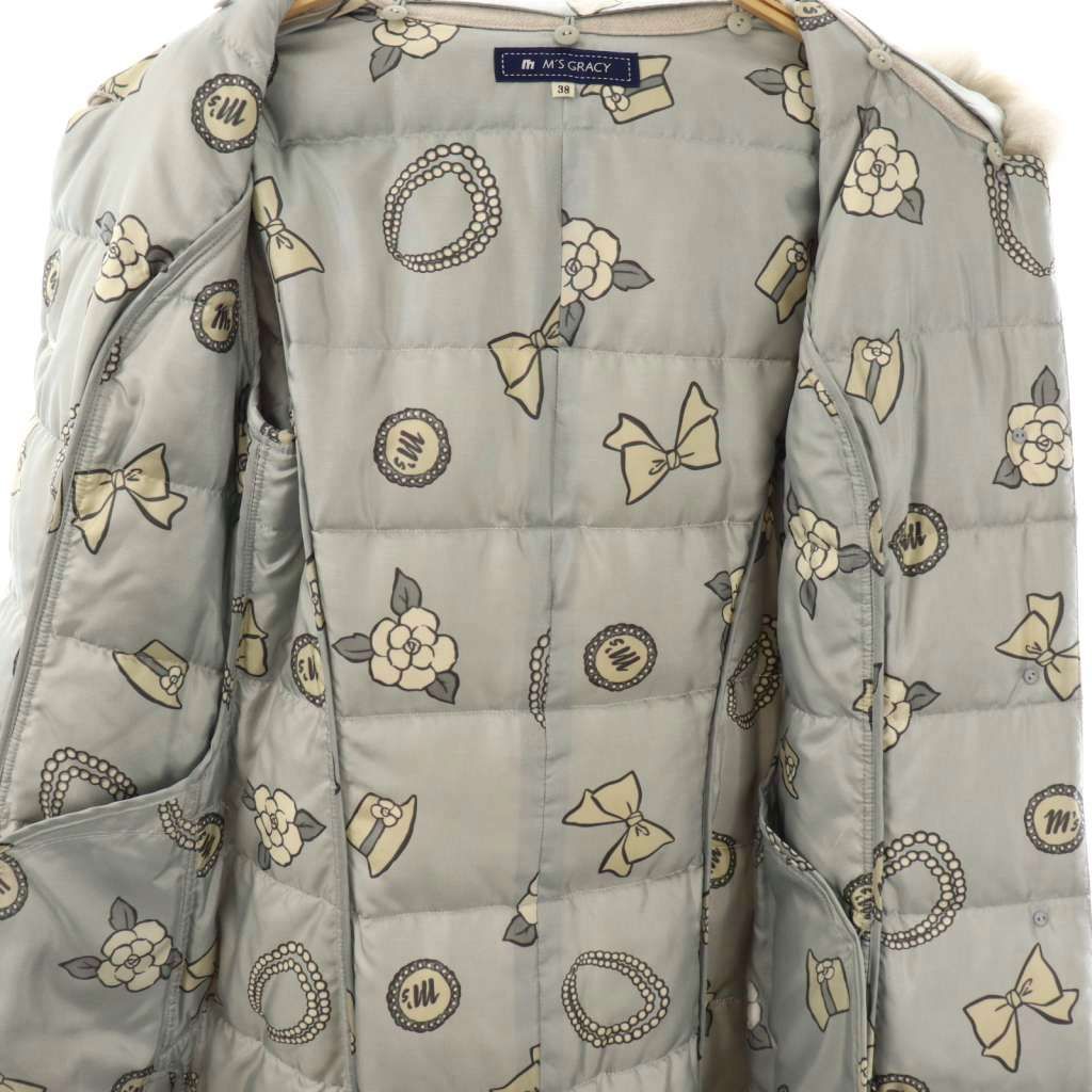 【美品】エムズグレーシー　M'S GRACY  ダウンベスト　フォックスファー エムズグレイシー M'S GRACY ブルーフォックスファー付き ウール
