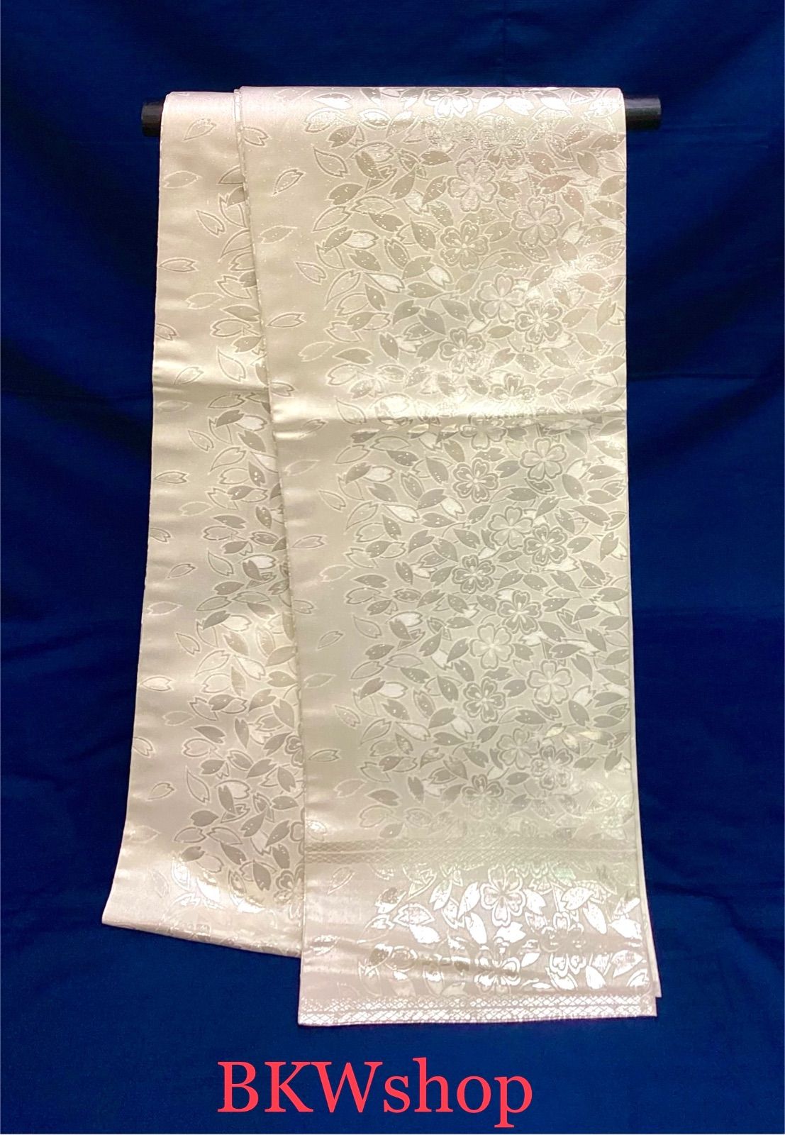 現品限り used 正絹 丸帯 掛下帯 白 シルバー 桜柄 白無垢 色打掛 大振袖 振袖 花嫁様 婚礼 着付練習 コスプレ