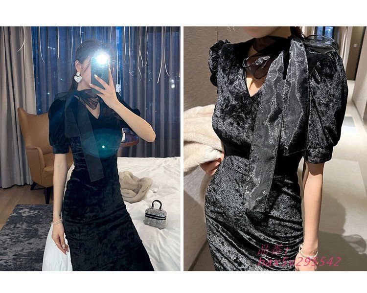 首元リボン ベロア