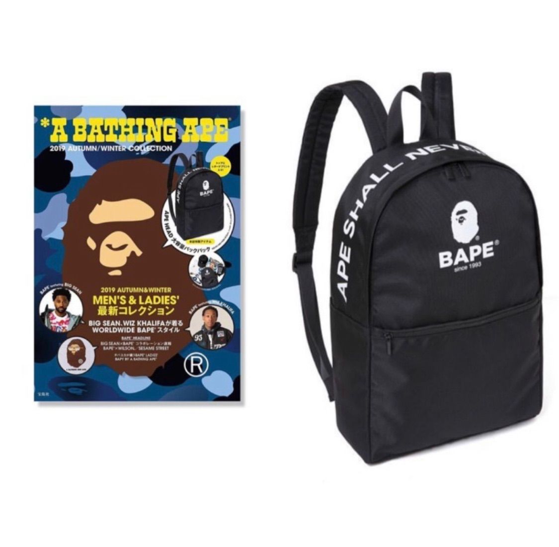 BAPE◆A BATHING APE◆黒サル◆猿顔◆バッグパック／リュック◆付録