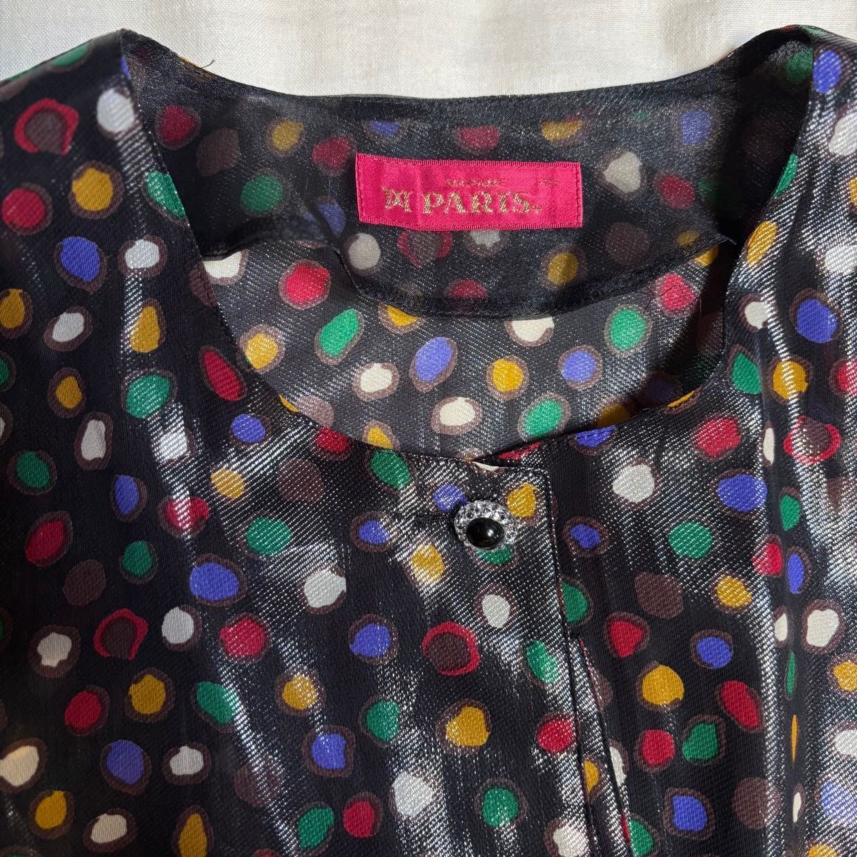 美品 ドット ワンピース 長袖 総柄 ヴィンテージ フリーサイズ