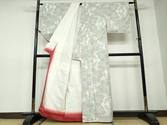 平和屋着物●小千谷紬　百柄　正絹　逸品　CAAY3087vf 平和屋着物○小千谷紬 百柄 正絹 逸品 CAAY3087vf