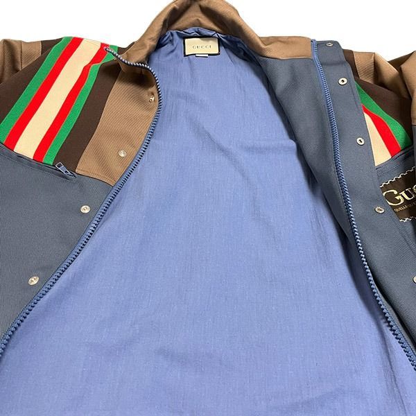 【新品】GUCCI　ロゴ　ワッペン　ブルゾン　ネイビー　ブラウン　50