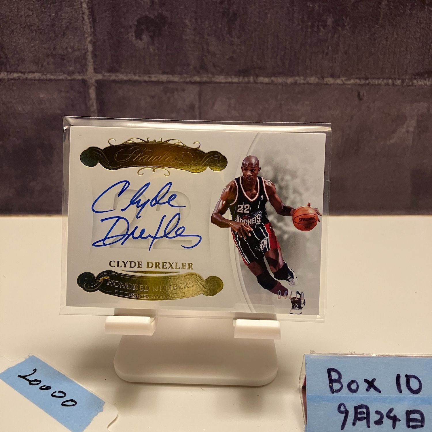 2017-18 Panini Flawless Clyde Drexler 直筆サイン Houston Rockets Honored Numbers Inse カード