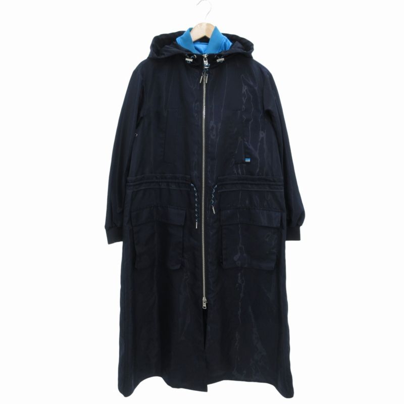 アルマーニエクスチェンジ A/X ARMANI EXCHANGE ベストレイヤードフーデッドコート ロング丈 中綿ライナー デザイン加工 ダブルジップ S 紺 ネイビー /FT 1002 IBO55 AA