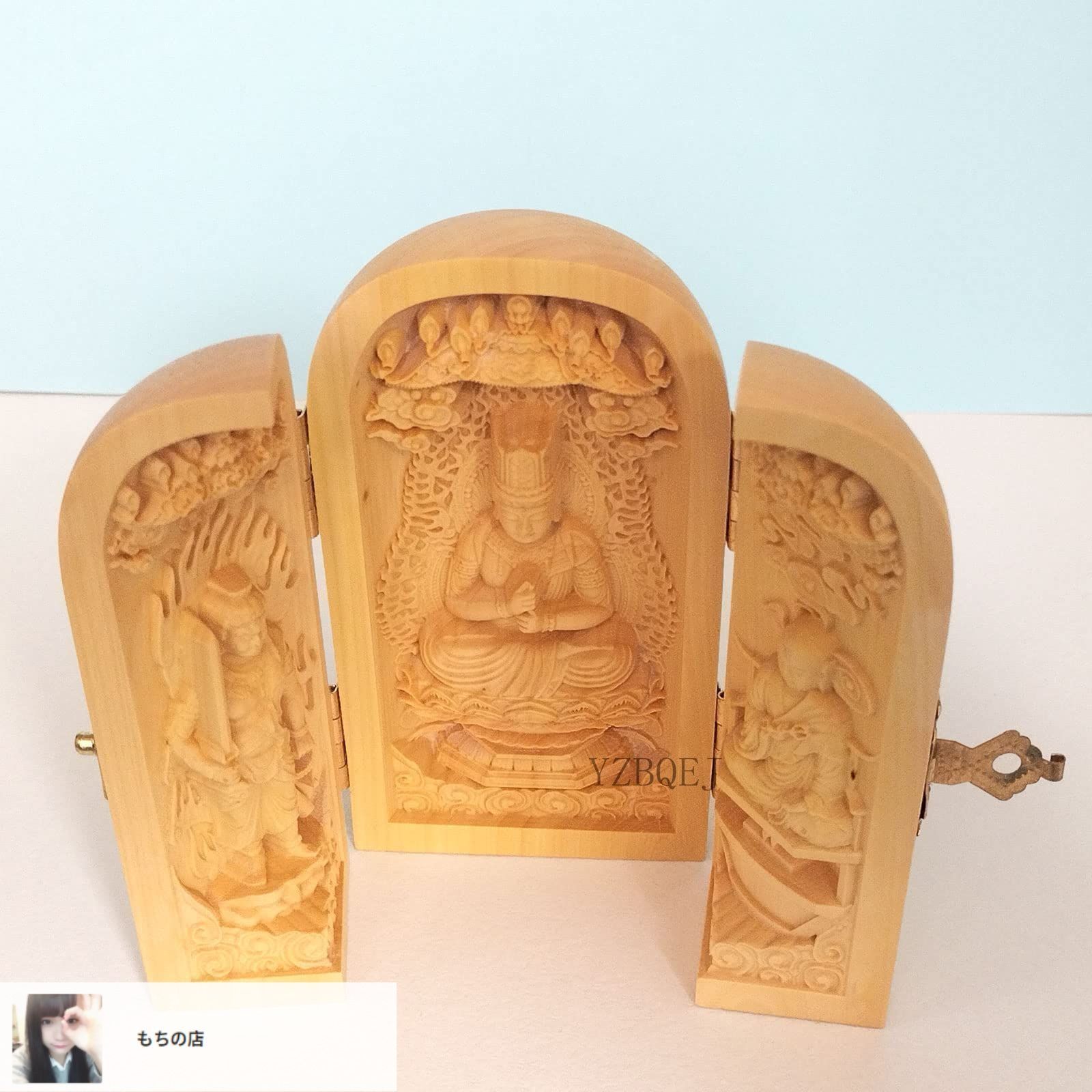 【修縁堂】密教 真言宗 不動明王 切金 木彫り 仏師彫り 仏教工芸品 木彫り仏像 三開仏 大日三尊 真言宗三尊 大日如来・弘法大師
