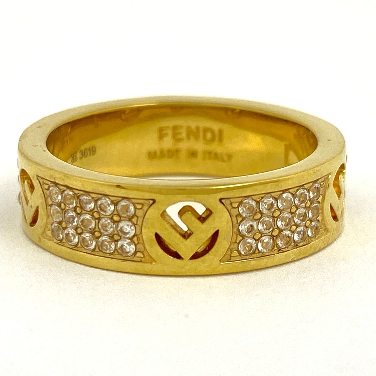 フェンディ FENDI エフイズ リング ラインストーン リング 17号 GP  