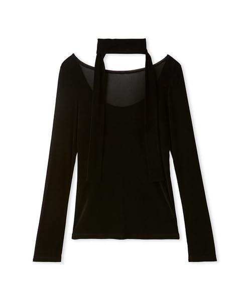 Size Free Size_Color ブラック フレイ アイディー フロッキープリント2wayトップス FWCT244146 レディース BLK