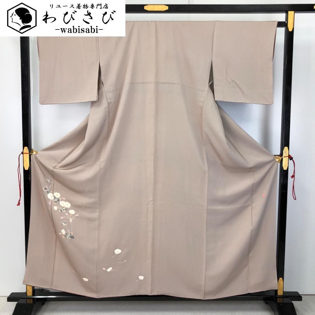 付下げ 作家物 友禅 花模様 縮緬 鴇色鼠 K-5163 - メルカリ