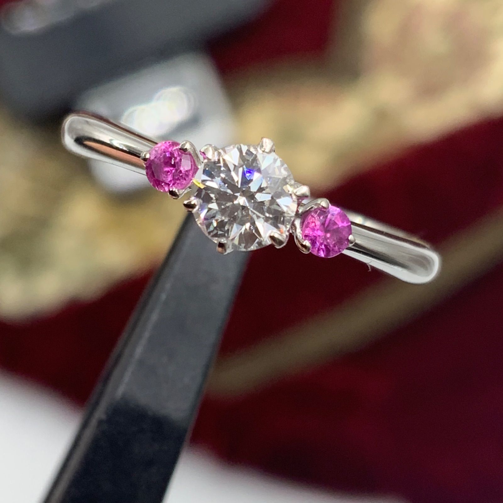 Pt950 プラチナ950 ダイヤモンド リング 2.8g D0.28ct ピンク 
