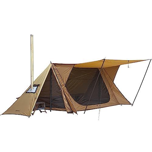 POMOLY STOVEHUT 70 パップテント 2 人用 スノースカートなし ブッシュクラフター用 軍幕テント ドアポール2本とテントポール2本付き ４シーズン適用 キャンプ テント 簡単設営 撥水 防風 ソロテント