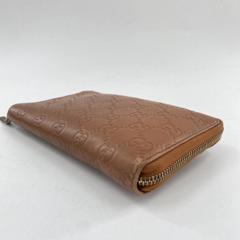 中古】GUCCI GGシマ ラウンドジップウォレット 長財布 ブラウン グッチ