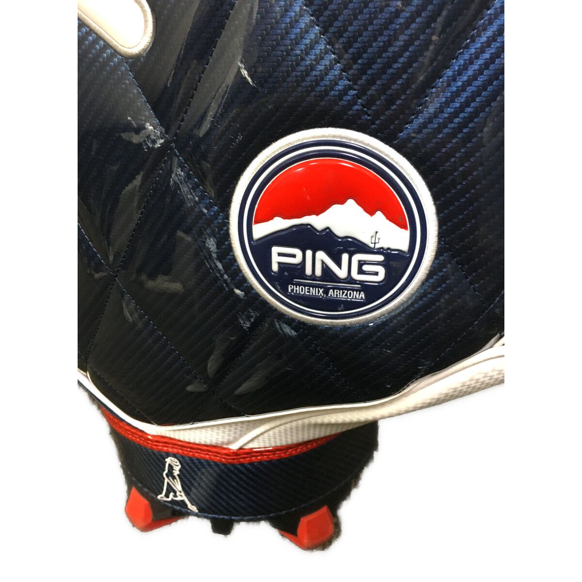 PING - coco 中古 ピン PING キャディバッグ ネイビー×ホワイト×レッド KARSTEN カート式 3点ショルダー 中古 ピン PING キャディバッグ ネイビー×ホワイト×レッド