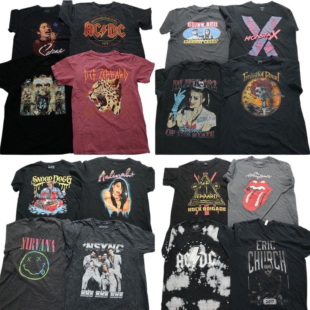 古着卸 音楽 バンド 半袖Tシャツ 16枚セット メンズ M ニルバーナ グレイトフルデッド ACDC 古着 NA7668