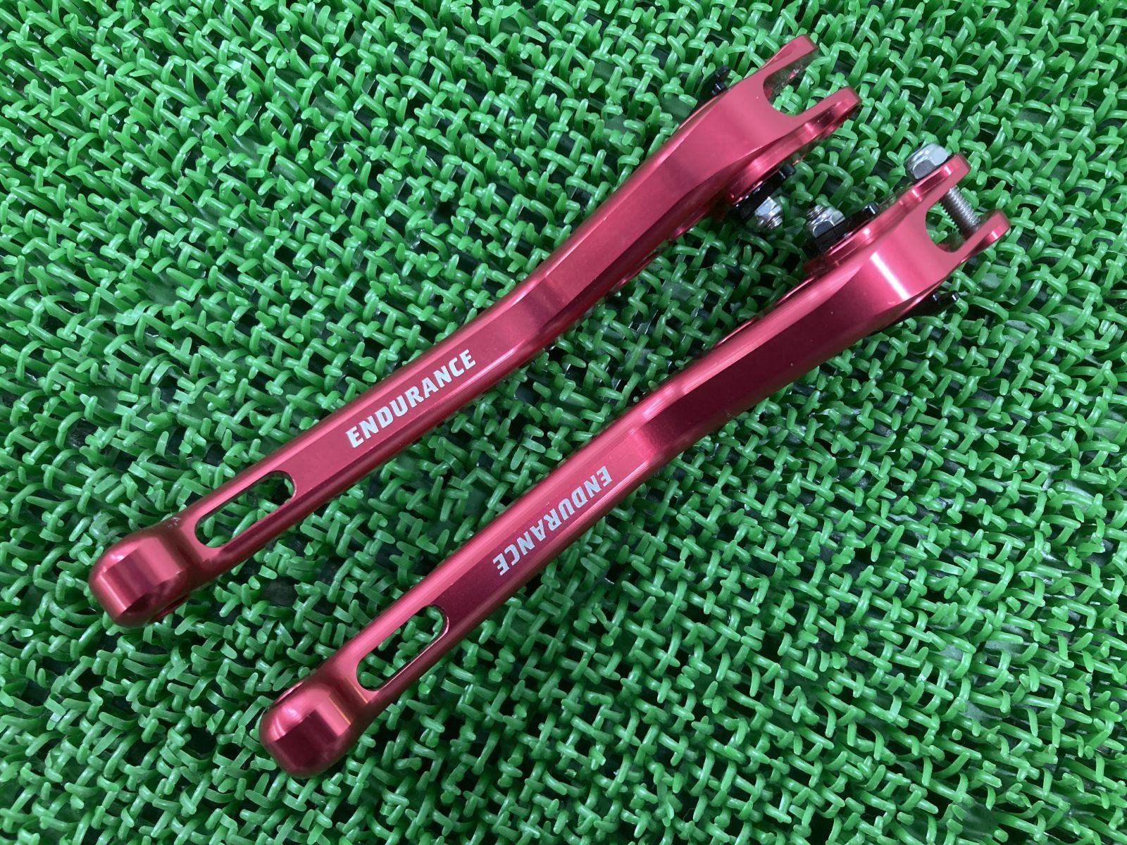 セット購入専用 エンデュランス製 レバー 左右 赤 社外 中古 アジャスタブル