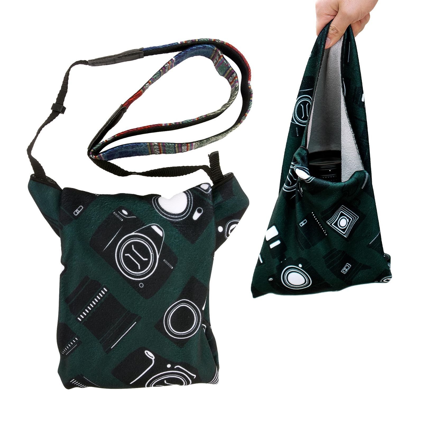 新品 GCJUYA カメラ用ラップ ラッピングクロス 保護クロス 450×450mmピタットくっつく布 クリーニングクロス カメラアクセサリ プロテクションラップ 風呂敷カバー カメラ/レンズ/タブレットの保護に (深緑カメラ柄)