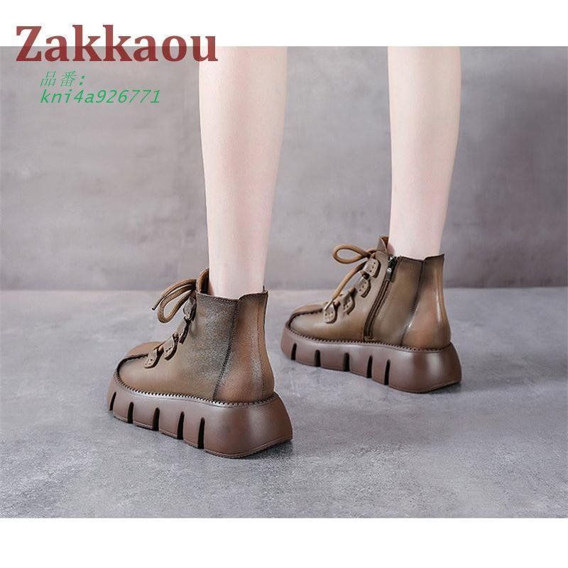 万全な ワークブーツ レディース ショットブーツ 秋 冬 通学通勤 あり 疲れにくい 裏起毛 ボア なし 防寒 牛革 厚底 編み上げ 2TYPE 暖か kni4a926771